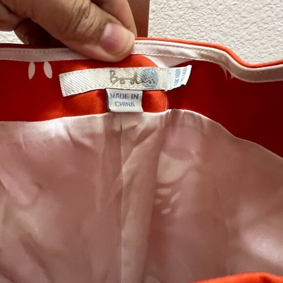 Boden Marilyn Fit and Flare Dress Orange White Print 14R - Picture 4 of 8